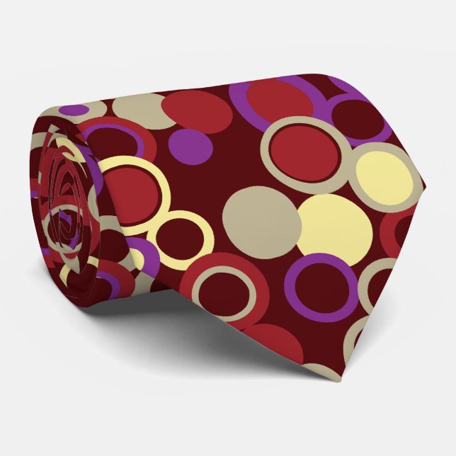 Orbs Polka Dot Burgundy Two-sided Printed Neck Tie (Rolled)