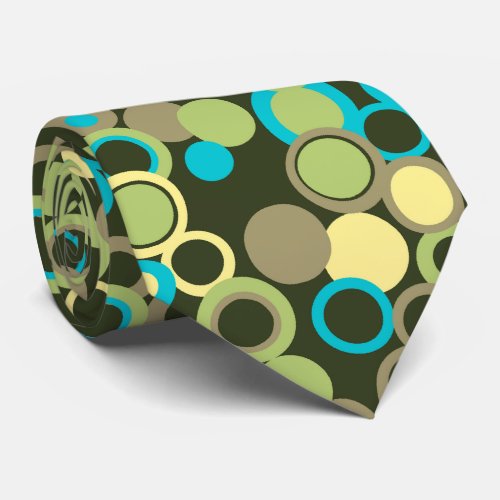Orbs Polka Dot Green Two_sided Printed Neck Tie