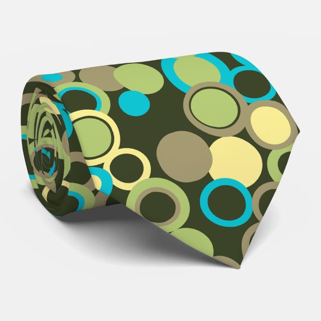 Orbs Polka Dot Green Two-sided Printed Neck Tie (Rolled)