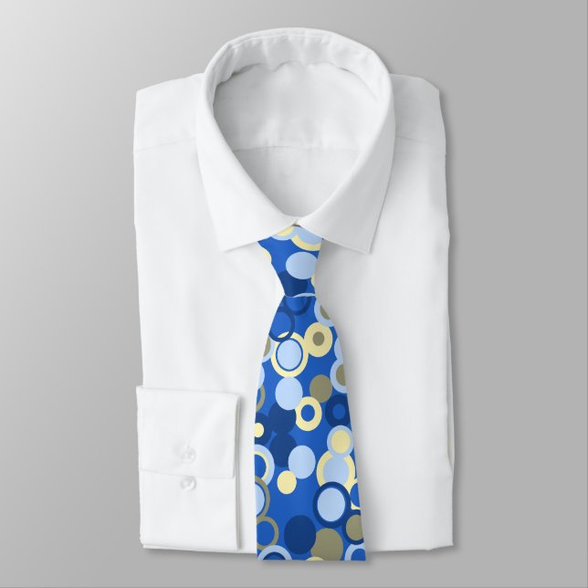 Orbs Polka Dot Ocean Blue Two-sided Printed Tie (Tied)