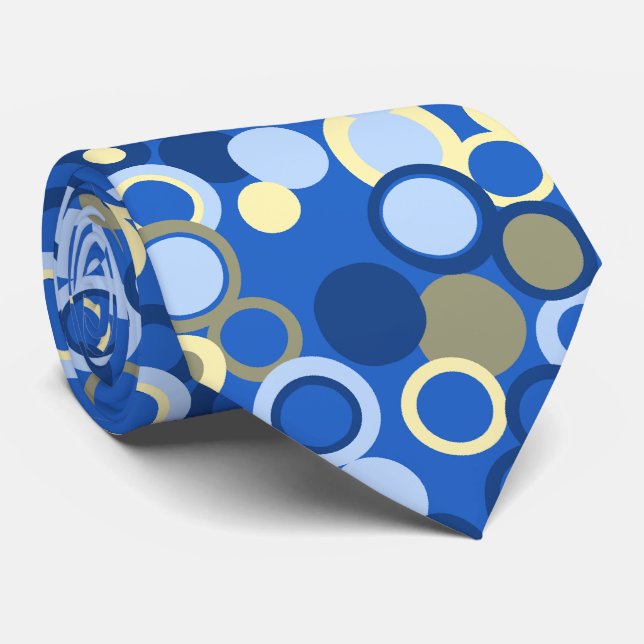 Orbs Polka Dot Ocean Blue Two-sided Printed Tie (Rolled)