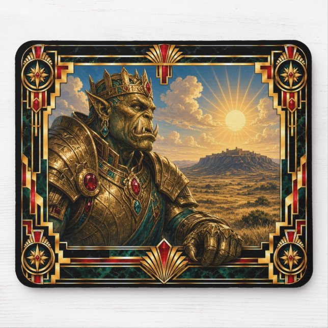 Orc, Art Deco Mythical Mouse Pad (Front)