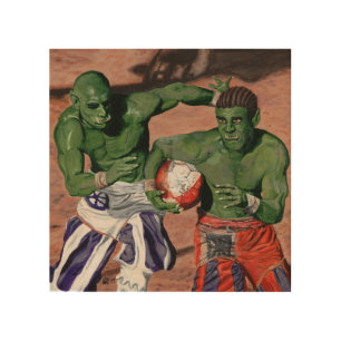 Orc Gladiator Football Fantasy Art Wood Print