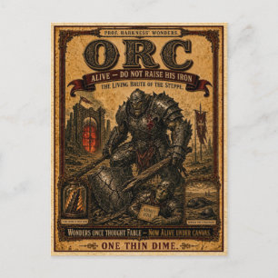 Orc, Vintage Circus Monster Postcard