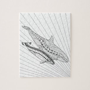Orca And Baby Adult Coloring Puzzle