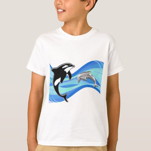 Orca and Dolphin in the Waves T_Shirt