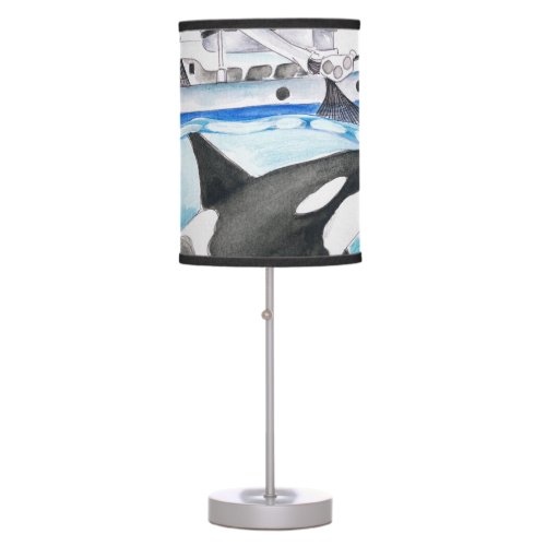Orca And The Fishing Boat Table Lamp