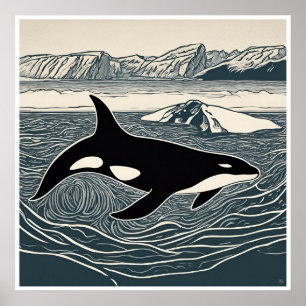 Orca - Archival Woodblock Print