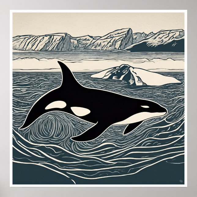 Orca - Archival Woodblock Print (Front)
