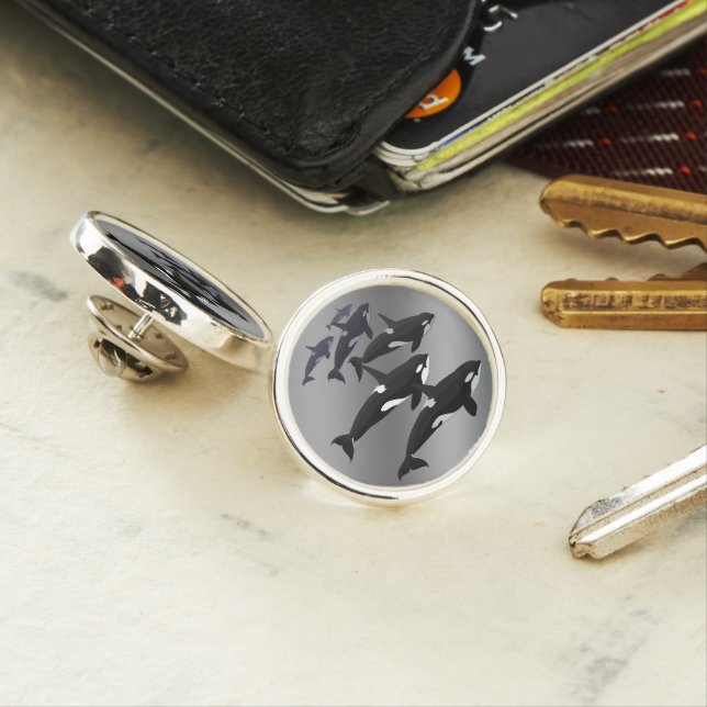 Orca Art Pin Personalized Killer Whale Lapel Pin (In Situ)