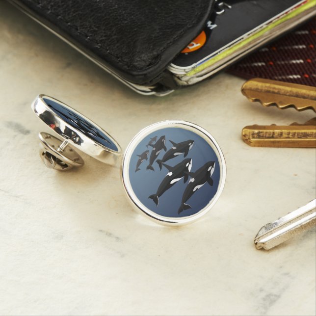 Orca Art Pin Personalized Killer Whale Lapel Pin (In Situ)