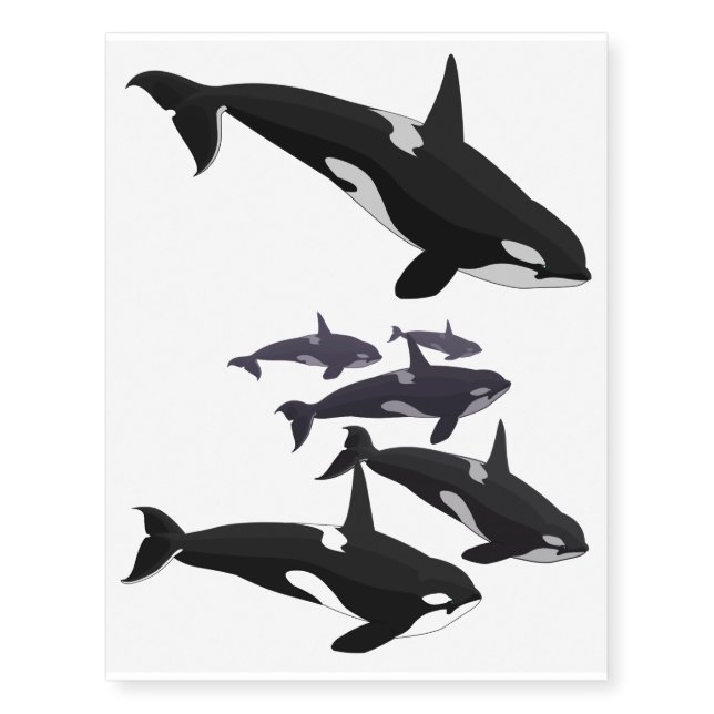 Orca Art Temporary Tattoo Killer Whale Skin Art (Front)