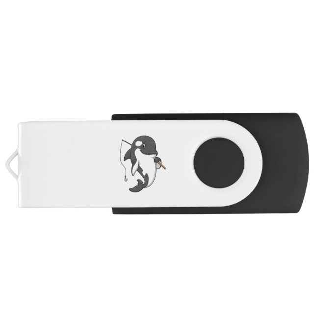 Orca as Fisher with Fishing rod Flash Drive (Back)