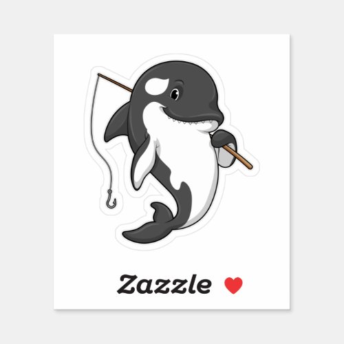Orca as Fisher with Fishing rod Sticker