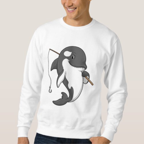 Orca as Fisher with Fishing rod Sweatshirt