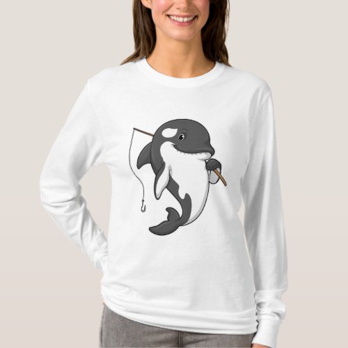 Orca as Fisher with Fishing rod T_Shirt