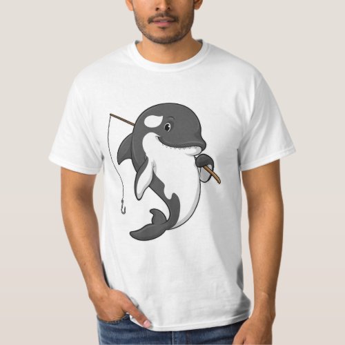 Orca as Fisher with Fishing rod T_Shirt