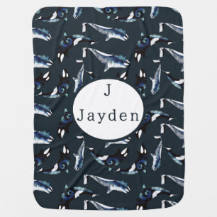 Orca Baby Boy Teal Blanket