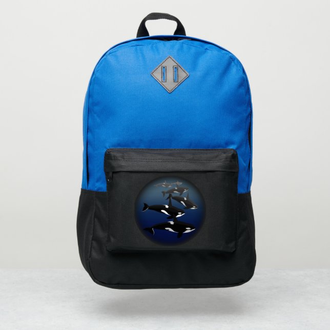 Orca Backpack Killer Whale School Bags Customize (Front)
