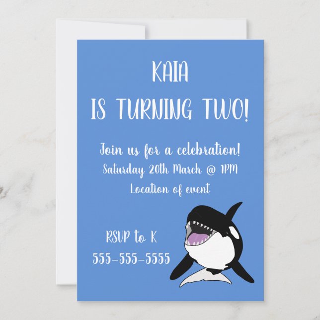Orca Birthday Invitation (Front)