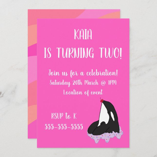 Orca Birthday  Invitation (Front/Back)