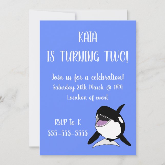 Orca Birthday Invitation (Front)