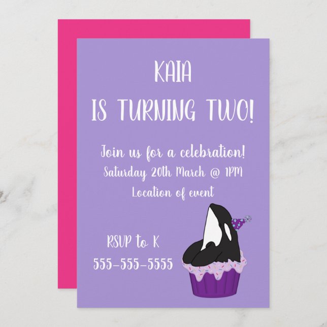 Orca Birthday  Invitation (Front/Back)