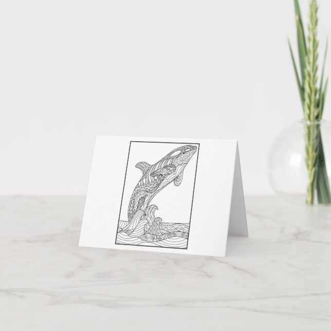 Orca Black and White Greeting Card (Front)