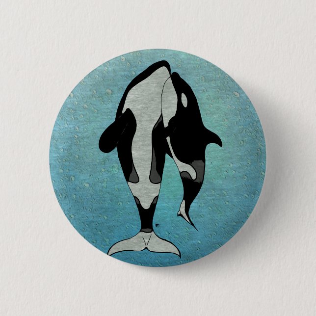 Orca Blue Pinback Button (Front)