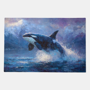 Orca Breaching Near Snowy Mountains Doormat