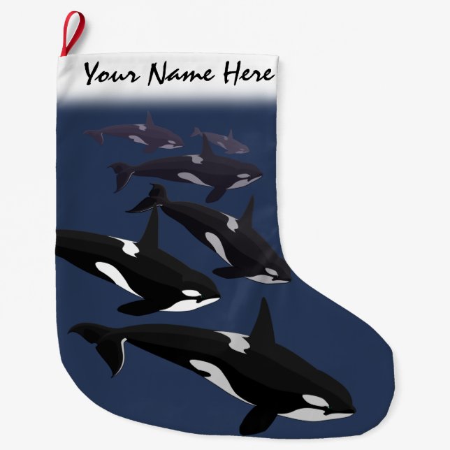 Orca Christmas Stocking Personalized Killer Whale (Front)