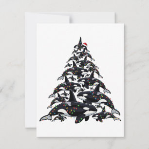Orca Christmas Tree for Ocean and Marine Life Love Note Card