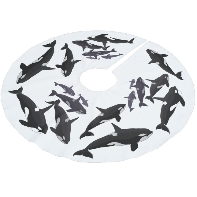 Orca Christmas Tree Skirt Killer Whale Tree Skirt (Angled)