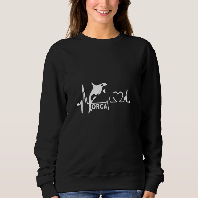 Orca Dolphin Whale Heartbeat Heart Rate Heart Line Sweatshirt (Front)