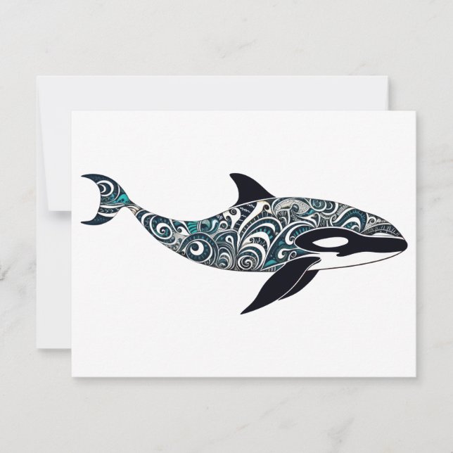 Orca doodle  Small Note Card (Front)