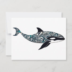 Orca doodle Small Note Card