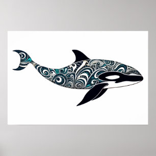 Orca doodle  Small Poster