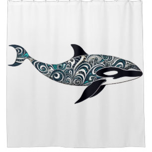 Orca doodle  Small Shower Curtain