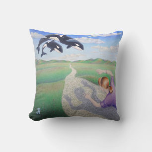Orca Dreams "It's my planet, too!" Throw Pillow