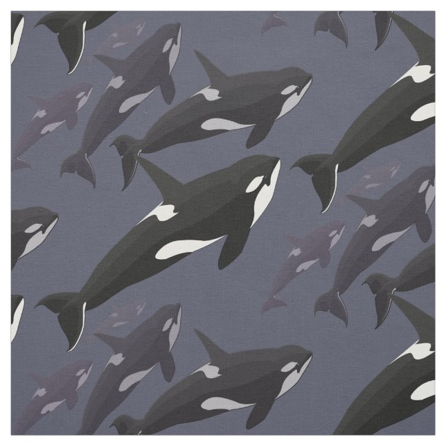 Orca Fabric Killer Whale Art Natural Linen Fabric (Swatch)