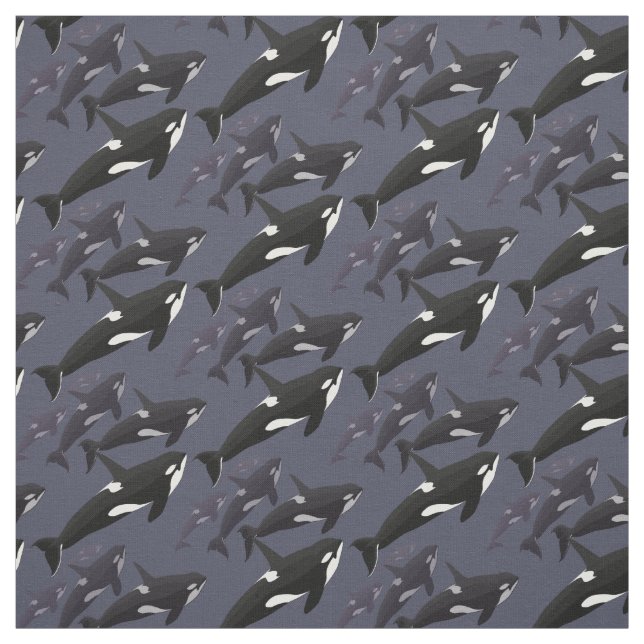Orca Fabric Killer Whale Art Natural Linen Fabric (Swatch)