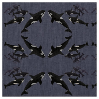 Orca Fabric Killer Whale Art Natural Linen Fabric