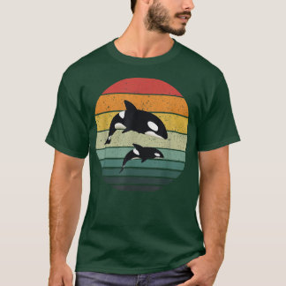 Orca Family Vintage Retro Art, Killer Whale Family T-Shirt