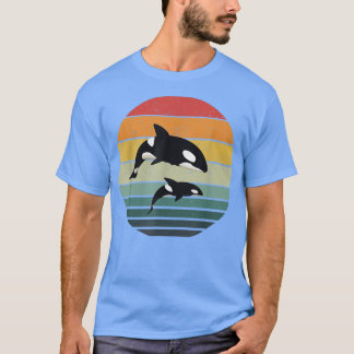 Orca Family Vintage Retro Art, Killer Whale Family T-Shirt