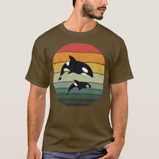 Orca Family Vintage Retro Art, Killer Whale Family T-Shirt
