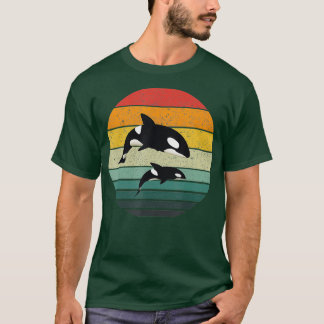 Orca Family Vintage Retro Art Killer Whale T-Shirt