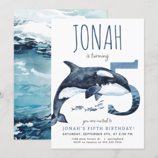 Orca Fifth Birthday Invitation