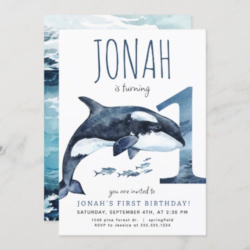 Orca First Birthday Invitation