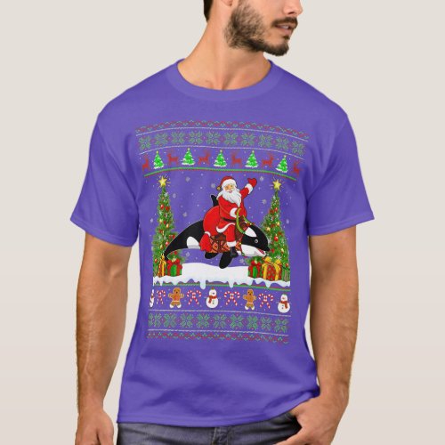 Orca Fish Lover Funny Ugly Santa Riding Orca Chris T_Shirt
