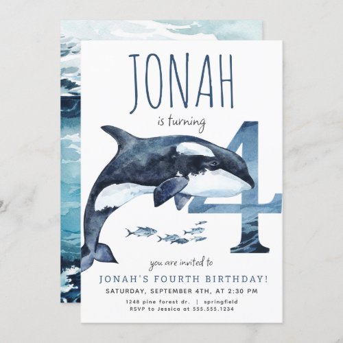 Orca Fourth Birthday Invitation